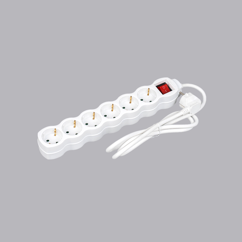 LOG-06K Priză multiplă în 6 căi în formă de tărtăcuță de tip german cu comutator Multi-Socket