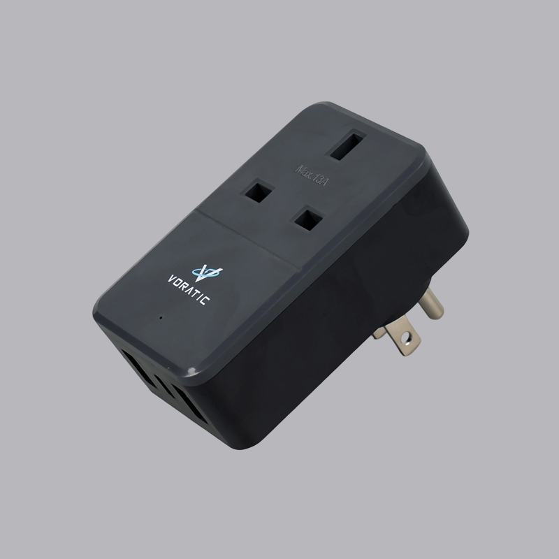 VT-926-US Marea Britanie în SUA, 1 priză, 2 porturi USB, 1 adaptor porturi tip C