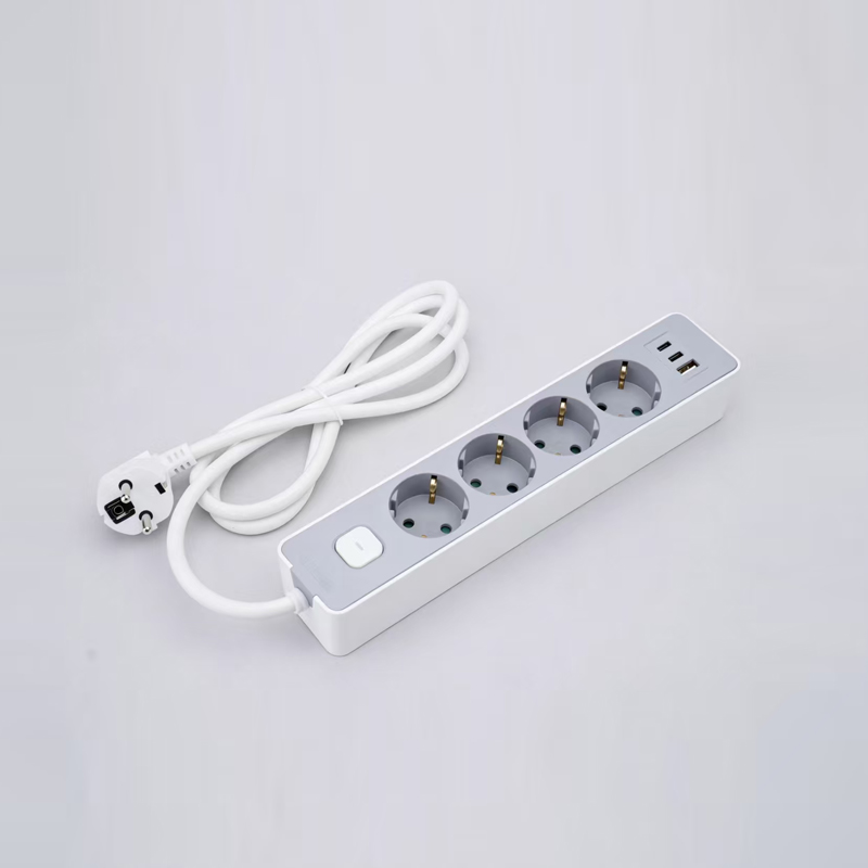 LOB-05K-AC Presă de alimentare cu 5 prize de tip german cu comutator, încărcător rapid PD, 1 porturi USB-A și 2 porturi de tip C Multi-priză